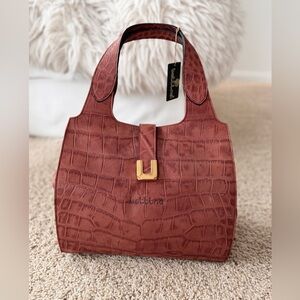 Bettina Italian Leather Vintage Handbag Crocodile-Embossed